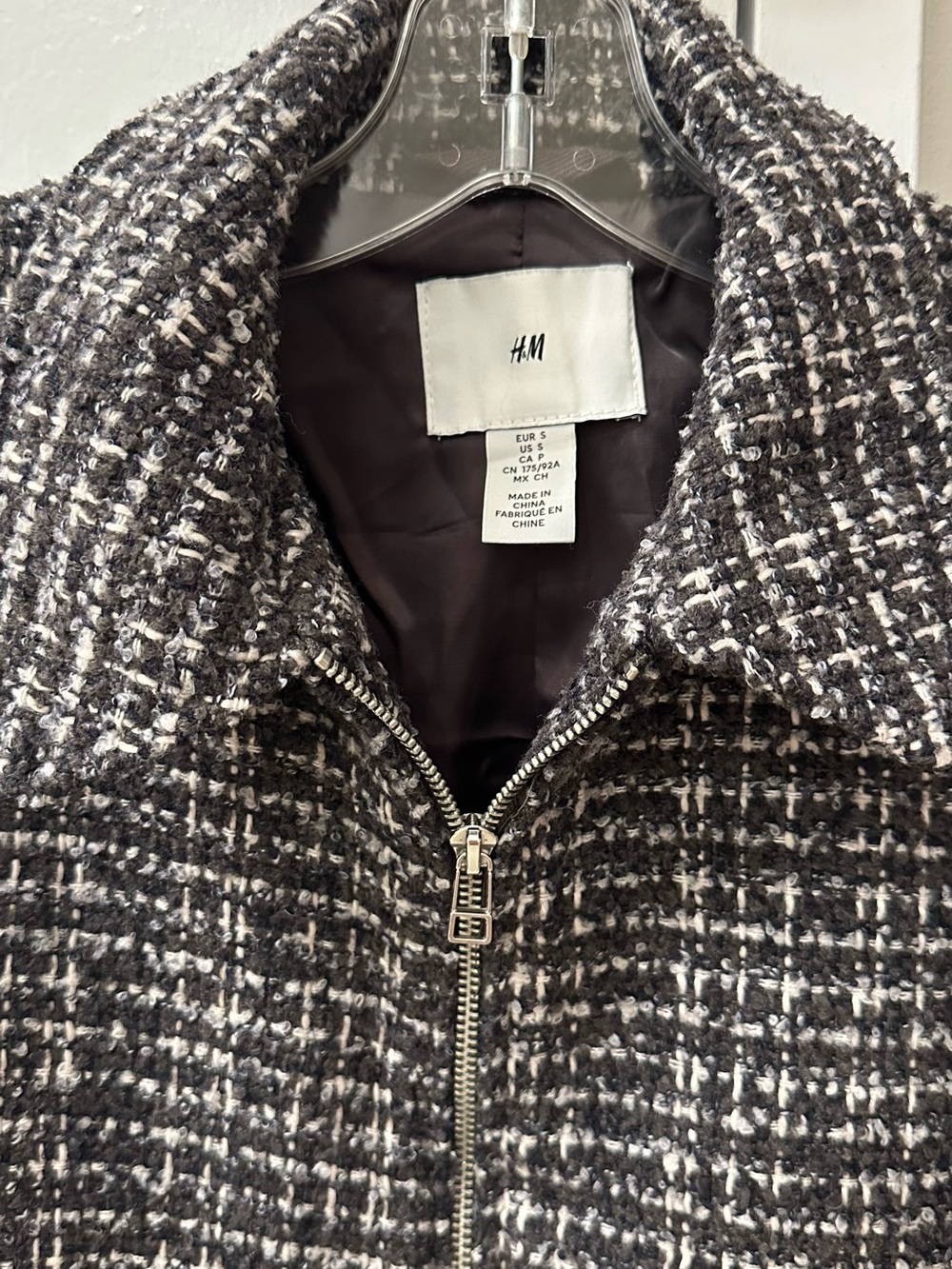 H&M Black and White Tweed Zip Jacket